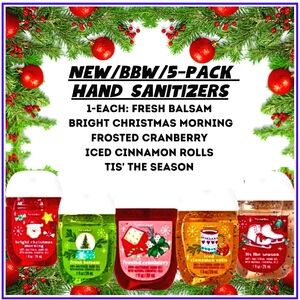 🔥5pk "HOLIDAY TRADITIONS" POCKETBAC SANITIZERS NEW /BBW <ITEM#7G>